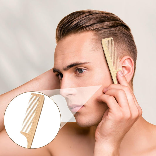 10 Pcs Natural Handmade Bamboo Comb Set Anti-static Set Includes Wide fine Tooth Rat Tail Tooth Combs for Detangling Long Short Thick Thin Curly or Wavy Hair Suitable for Both Women and Men