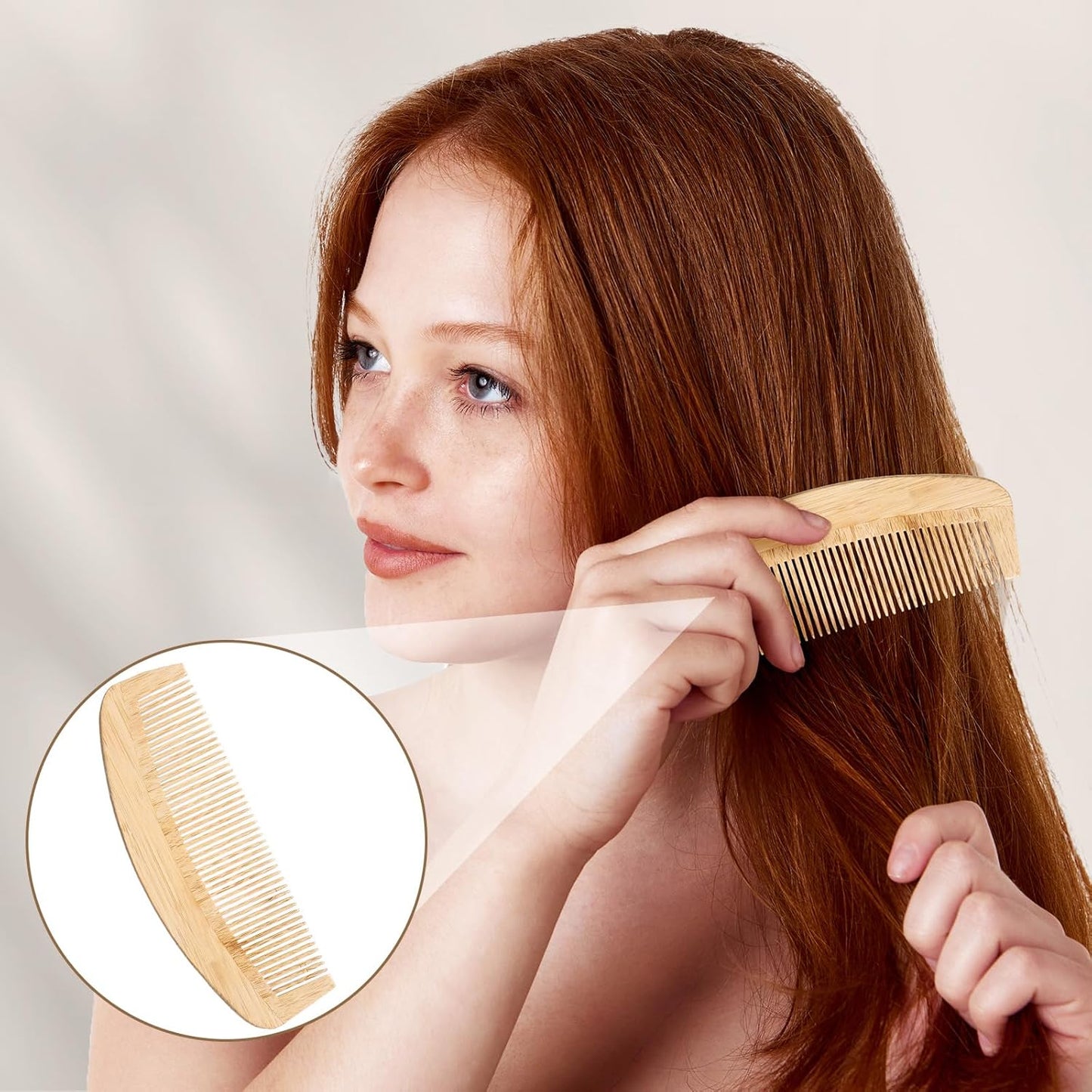 10 Pcs Natural Handmade Bamboo Comb Set Anti-static Set Includes Wide fine Tooth Rat Tail Tooth Combs for Detangling Long Short Thick Thin Curly or Wavy Hair Suitable for Both Women and Men