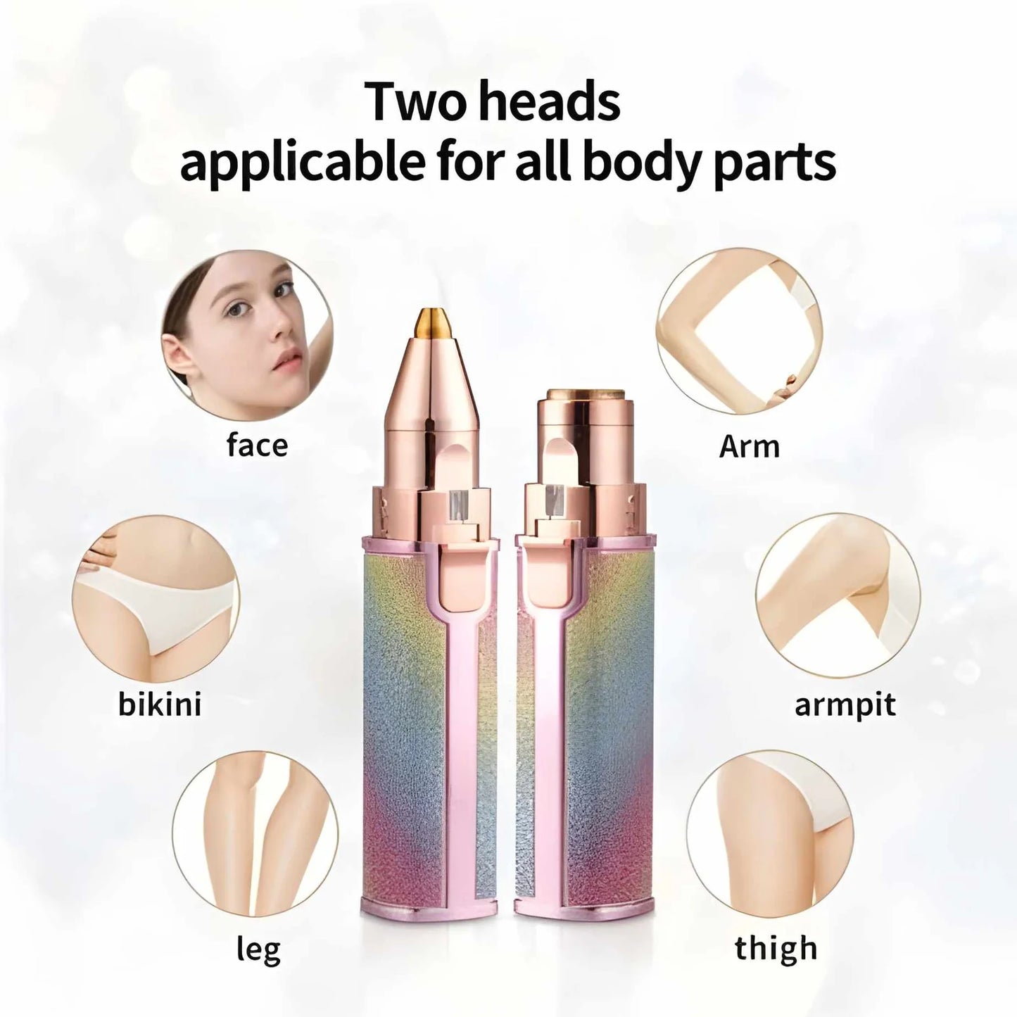 2 IN 1 Rechargeable Electric Eyebrow Trimmer & Shaver for Multiple Body Parts